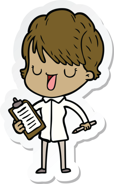 Bir insan tarafından çizilmiş bir karikatür kadının çıkartması.