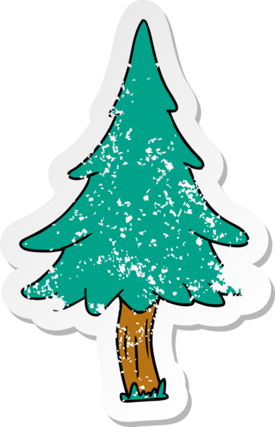 Bir insan tarafından çizilmiş ağaçlık çam ağaçlarının karalamaları.