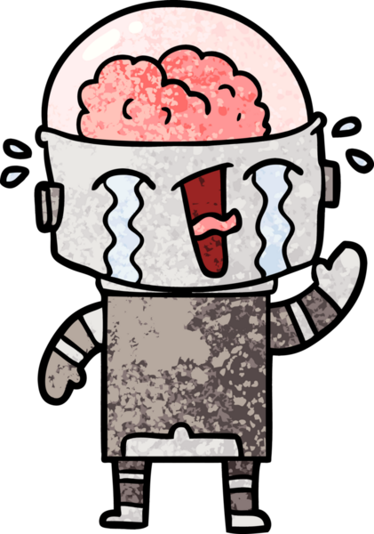 Bir insan tarafından çizilmiş ağlayan robot çizimi.