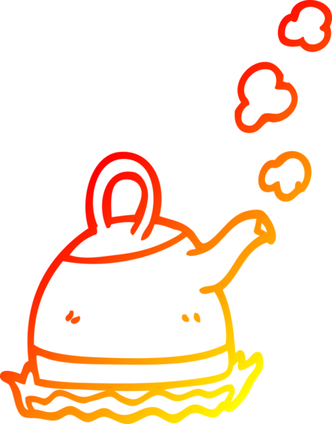 Bir insan tarafından fırının üzerine çizilen çizgi film çaydanlığının sıcak gradyan çizgisi.