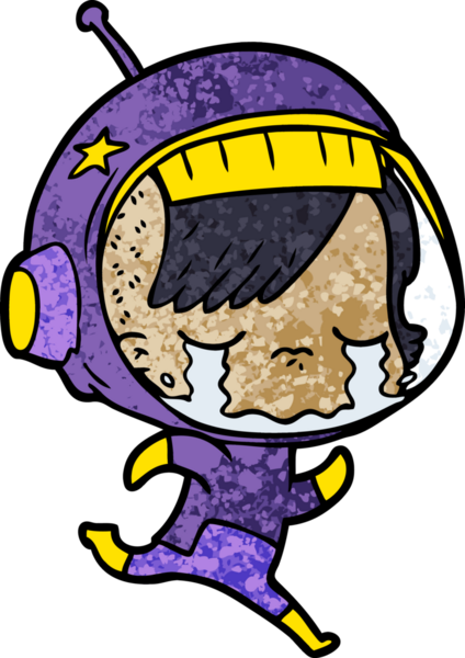 Bir insan tarafından çizilmiş ağlayan astronot kız.