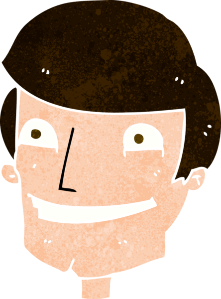 Bir insan tarafından çizilmiş sırıtan bir çizgi film adamı.