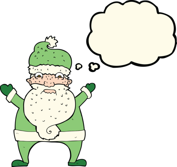 Çizgi film Noel Baba 'yı bir insan tarafından çizilmiş düşünce balonuyla strese soktu.