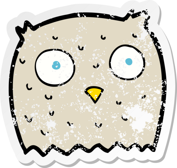 Bir insan tarafından çizilmiş bir baykuşun gerilmiş çıkartması.