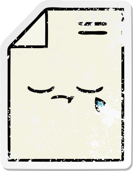 Bir insan tarafından çizilmiş sevimli bir karikatür kağıdının sıkıntılı çıkartması.