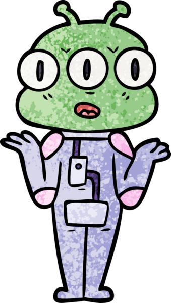 Bir insan tarafından çizilmiş üç gözlü uzaylı omuz silkmesi.