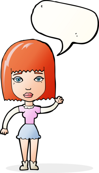 Bir insan tarafından çizilmiş konuşma balonlu bir kadın.