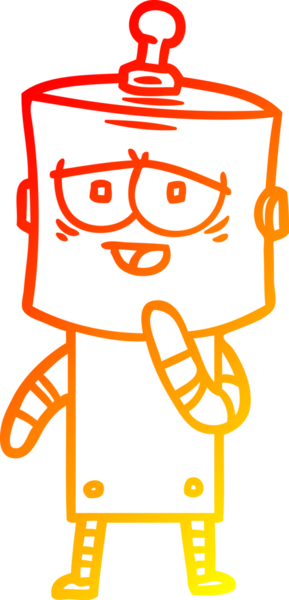 Bir insan tarafından çizilen çizgi film robotunun sıcak çizgi çizimi