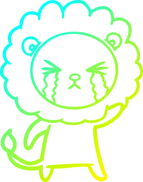 Bir insan tarafından çizilmiş ağlayan aslanın soğuk gradyan çizgisi