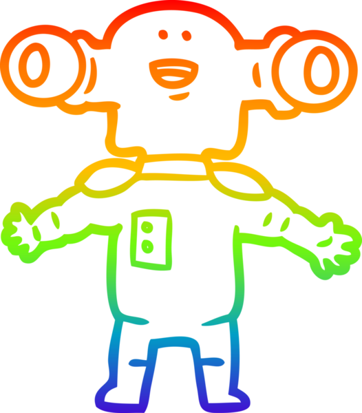 Gökkuşağı gradyan çizgisi, bir insan tarafından çizilmiş dost bir uzaylı çizgi filmi.