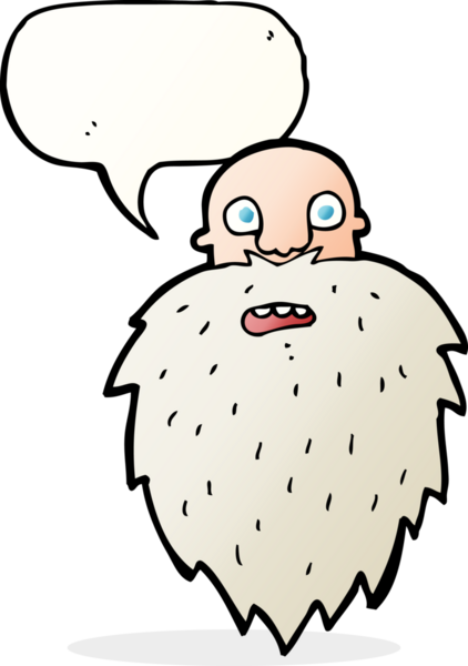 Bir insan tarafından çizilmiş konuşma balonu olan sakallı bir adam.