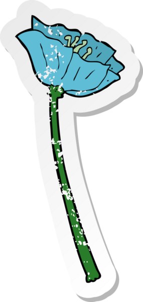 Bir insan tarafından çizilmiş karikatür çiçeğinin gerilmiş yapıştırması.