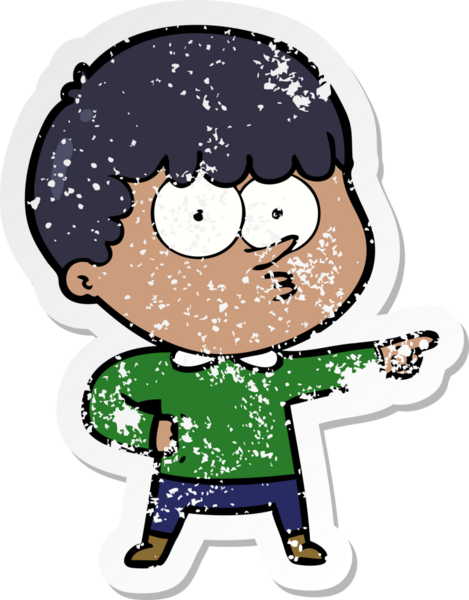 Bir insan tarafından çizilmiş çizgi film karakterinin sıkıntılı çıkartması.