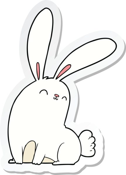 Bir insan tarafından çizilmiş şirin bir tavşanın çıkartması.