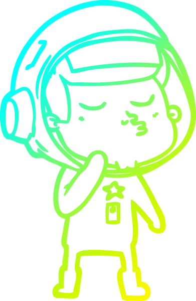 Bir insan tarafından çizilmiş kendinden emin bir astronotun soğuk çizgi çizimi.