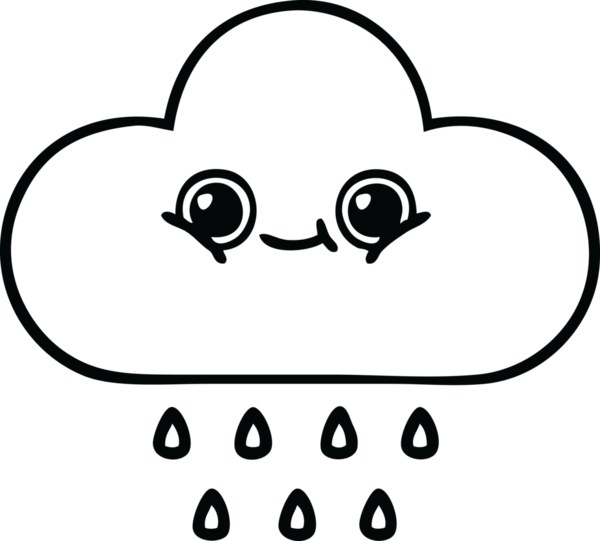 Bir insan tarafından çizilmiş yağmur bulutunun çizgi çizimi