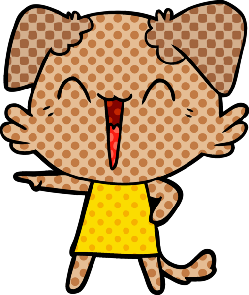 Bir insan tarafından çizilmiş küçük mutlu köpek çizgi filmi.