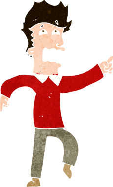 Çizgi filmdeki korkmuş adam bir insan tarafından çizilmiş.