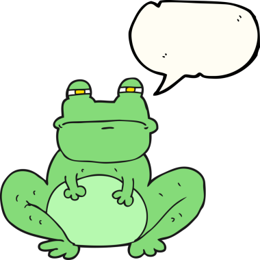 Bir insan tarafından çizilmiş serbest konuşma balonu karikatür kurbağası