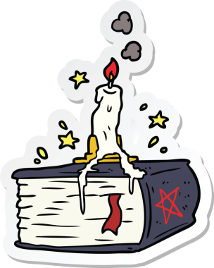 Bir insan tarafından çizilmiş ürkütücü bir büyü kitabının çıkartması.