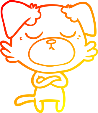 Bir insan tarafından çizilmiş sevimli bir köpeğin sıcak çizgi çizgisi.