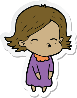 Bir insan tarafından çizilmiş bir karikatür kadının çıkartması.