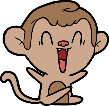 Bir insan tarafından çizilmiş gülen maymun çizgi filmi