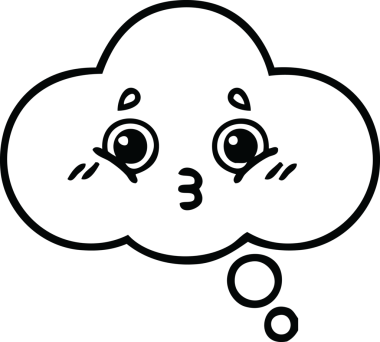 Bir insan tarafından çizilmiş bir düşünce baloncuğunun çizgi çizimi