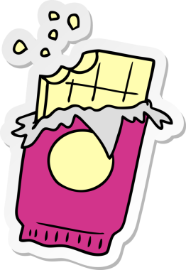 Bir insan tarafından çizilmiş bir çikolata kalıbının el çizimi karikatürü.