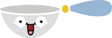 Bir insan tarafından çizilmiş bir kaşığın düz renkli retro karikatürü