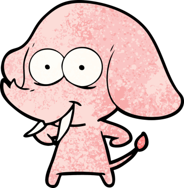 Bir insan tarafından çizilmiş mutlu bir fil.