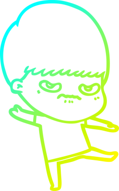 Bir insan tarafından çizilmiş soğuk gradyan çizgi film karakteri.