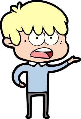 Bir insan tarafından çizilmiş endişeli çizgi film çocuğu.