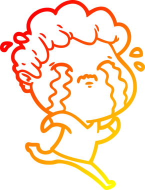 Bir insan tarafından çizilmiş ağlayan bir çizgi film karakteri çizimi.