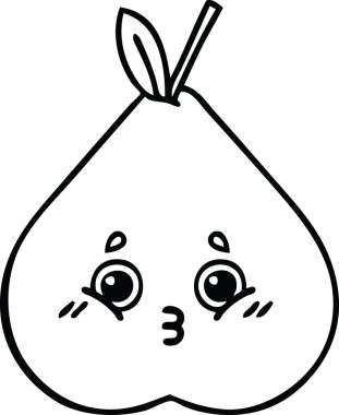 Bir insan tarafından çizilmiş yeşil bir armut çizimi.