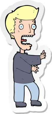 Bir insan tarafından çizilmiş bir karikatürün çıkartması.