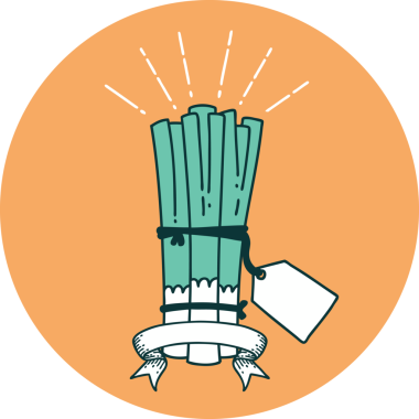 Bir insan tarafından çizilmiş pırasa demetinin simgesi