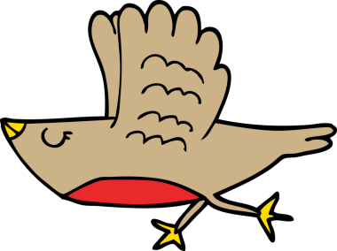 Bir insan tarafından çizilmiş çizgi film kuşu.