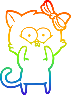 gökkuşağı gradyanı çizimi bir insan tarafından çizilmiş çizgi film kedisi