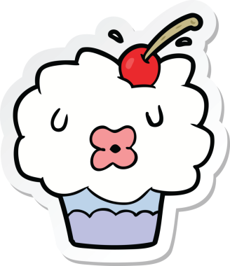 Bir insan tarafından çizilmiş bir kek etiketi.