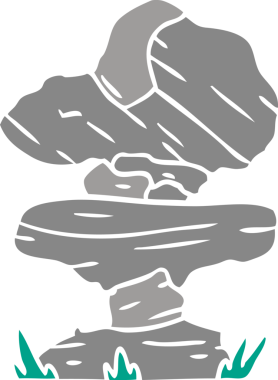 Bir insan tarafından çizilmiş gri kaya karalamaları.