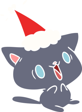 Bir insan tarafından çizilmiş kawaii kedisinin el çizimi karikatürü.