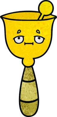 Bir insan tarafından çizilmiş okul çanının retro grunge desenli karikatürü.