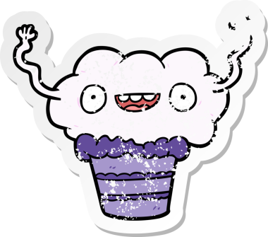 Bir insan tarafından çizilmiş karikatür kekinin sıkıntılı çıkartması.