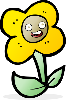 Bir insan tarafından çizilmiş karikatür çiçeği