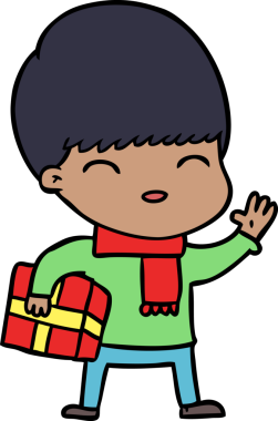 Bir insan tarafından çizilmiş mutlu çizgi film çocuğu.