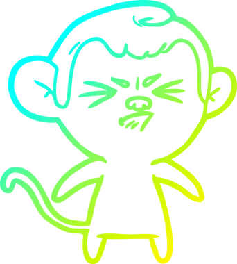 Bir insan tarafından çizilmiş kızgın bir maymunun soğuk çizgi çizimi.