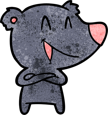 Bir insan tarafından çizilmiş çapraz kollu gülen ayı.