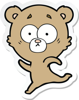 Bir insan tarafından çizilmiş çizgi film ayısının çıkartması.