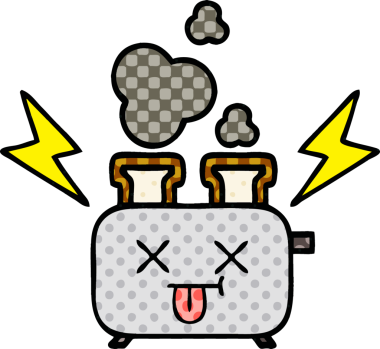 Bir insan tarafından çizilmiş bir ekmek kızartma makinesinin çizgi filmi.